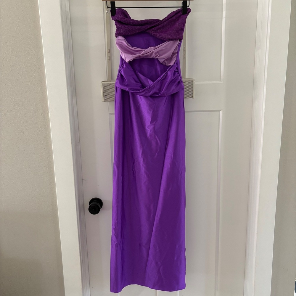 Baobab Collection Purple Strapless Maxi Dress with Lilac Accents